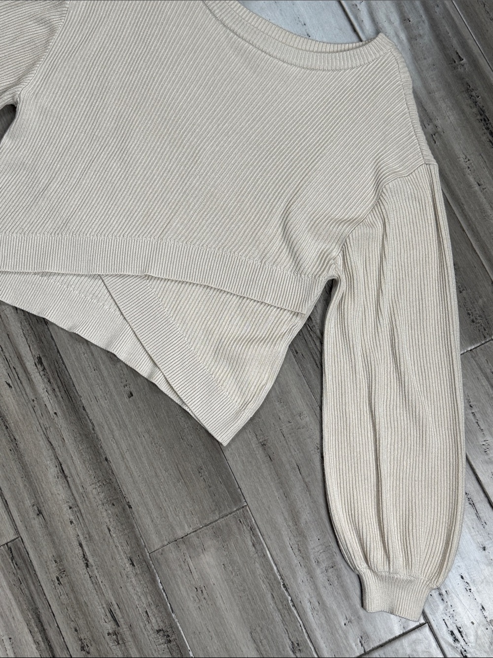LULULEMON REVERSIBLE CROSSOVER WHITE OPAL SWEATER RIBBED KNIT PULLOVER SIZE 10 - Picture 4 of 15